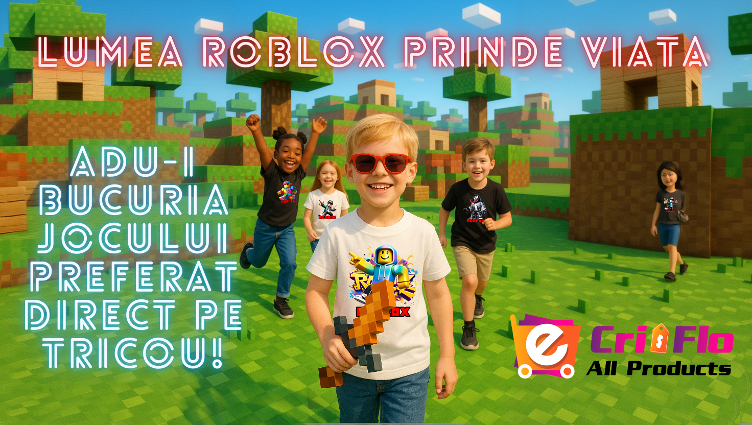 Lumea roblox prinde viata cu tricourile personalizate de copii alb si negru cu personajele din Roblox